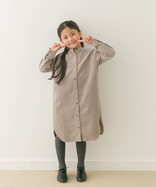 URBAN RESEARCH DOORS（アーバンリサーチドアーズ）の「『親子リンク』『UR TECH』コーデュロイシャツワンピース(KIDS)（ワンピース・キッズ・グレー/マスタード/ベージュ・135/120/105）」の2枚目の写真