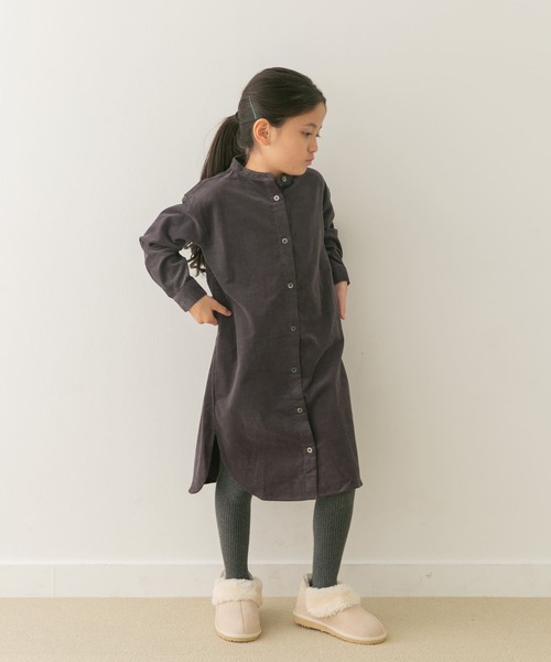 URBAN RESEARCH DOORS（アーバンリサーチドアーズ）の「『親子リンク』『UR TECH』コーデュロイシャツワンピース(KIDS)（ワンピース・キッズ・グレー/マスタード/ベージュ・135/120/105）」の9枚目の写真