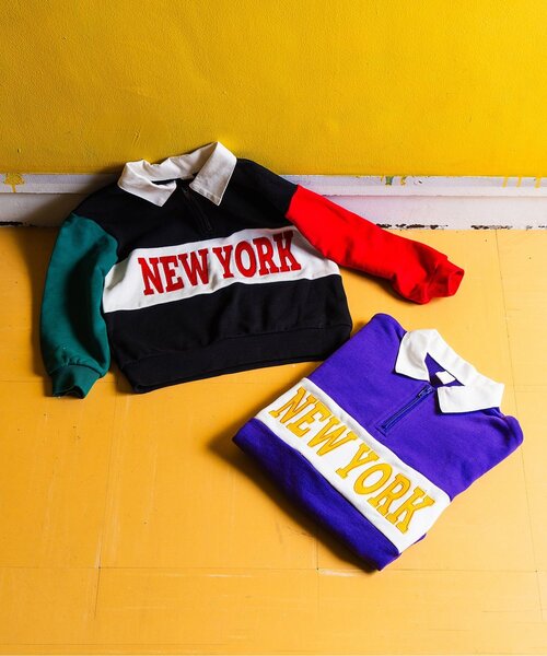 BREEZE（ブリーズ）の「【BREEZE NEW JACK】ハーフジップロゴトレーナー（スウェット・キッズ・パープル/レインボー・90/100/110/120/130/140/150/160）」の3枚目の写真