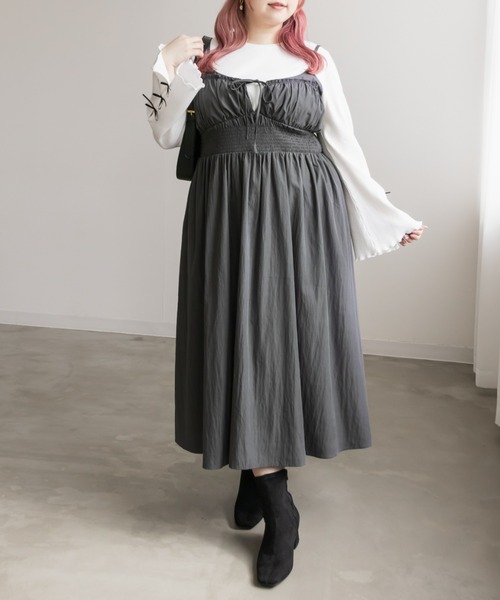 シャーリング切替リボンキャミワンピース（ワンピース）｜CLETTE（クレット）