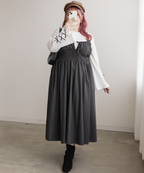 シャーリング切替リボンキャミワンピース（ワンピース）｜CLETTE（クレット）