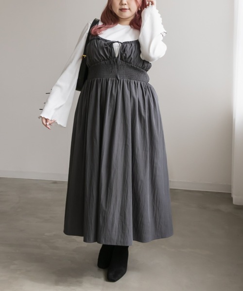 シャーリング切替リボンキャミワンピース（ワンピース）｜CLETTE（クレット）