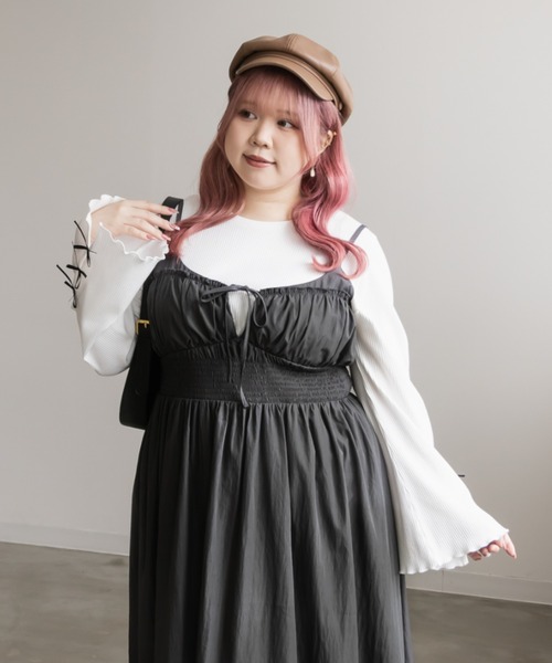 シャーリング切替リボンキャミワンピース（ワンピース）｜CLETTE（クレット）