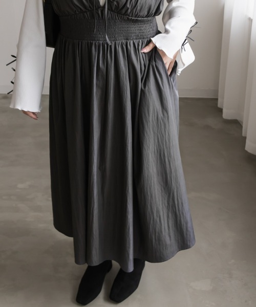 シャーリング切替リボンキャミワンピース（ワンピース）｜CLETTE（クレット）