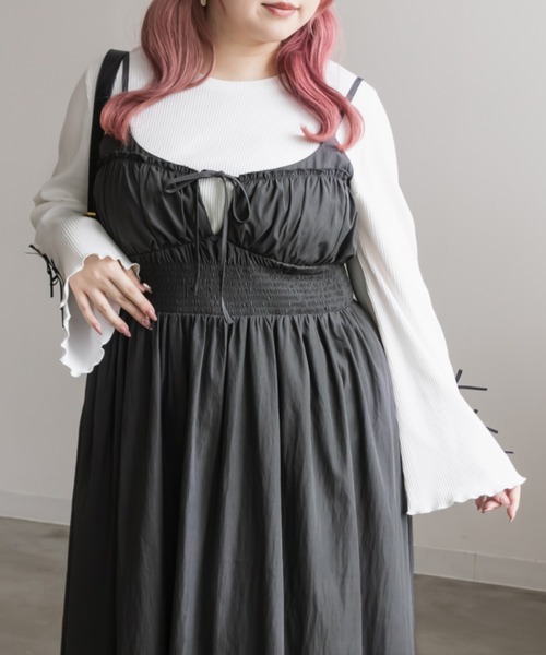 シャーリング切替リボンキャミワンピース（ワンピース）｜CLETTE（クレット）