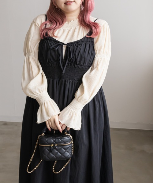 シャーリング切替リボンキャミワンピース（ワンピース）｜CLETTE（クレット）