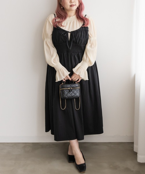 シャーリング切替リボンキャミワンピース（ワンピース）｜CLETTE（クレット）