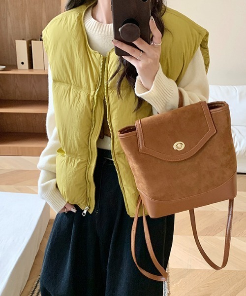 Vipoa（ヴィポア）の「ノーカラー中綿ベスト（ダウンベスト・レディース・マスタード/ブラック/ホワイト/ピンク・FREE）」の15枚目の写真