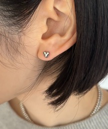 【Diliraba】ステンレスミニハート+ストーンピアスセット