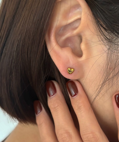 Diliraba(ディリラバ)の「【Diliraba】ステンレスミニハート+ストーンピアスセット(ピアス(両耳用)・レディース・ゴールド/シルバー・FREE)」の1枚目の写真