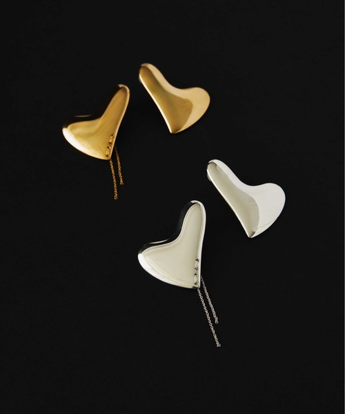 LAPUIS（ラピュイ）の「LAPUIS(ラピュイ)Heart Plate pierced earrings（ピアス（両耳用）・レディース・シルバー/ゴールド・FREE）」の9枚目の写真