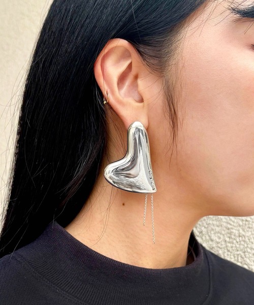LAPUIS（ラピュイ）の「LAPUIS(ラピュイ)Heart Plate pierced earrings（ピアス（両耳用）・レディース・シルバー/ゴールド・FREE）」の16枚目の写真