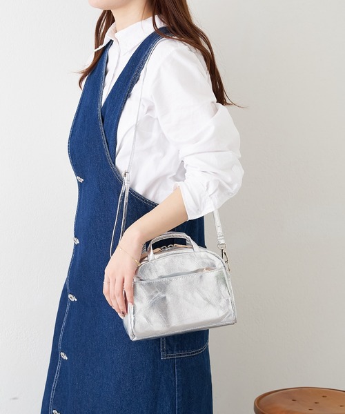 EARTH MADE（アースメイド）の「CANVAS 2WAY MINIBOSTON with POUCH（ボストンバッグ・レディース・ブラック/シルバー・フリー）」の8枚目の写真