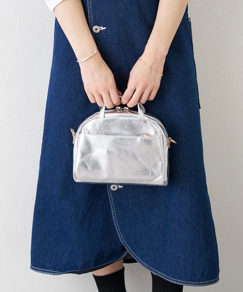 EARTH MADE（アースメイド）の「CANVAS 2WAY MINIBOSTON with POUCH（ボストンバッグ・レディース・ブラック/シルバー・フリー）」の9枚目の写真