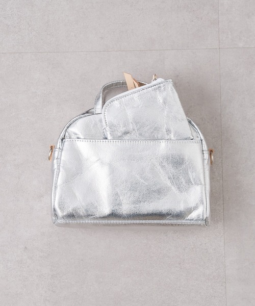 EARTH MADE（アースメイド）の「CANVAS 2WAY MINIBOSTON with POUCH（ボストンバッグ・レディース・ブラック/シルバー・フリー）」の7枚目の写真