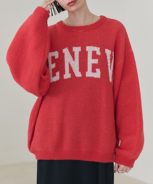 新品未使用 DECEMBERMAY ロゴニット 赤 レディース Mサイズ DECEMBERMAY｜ディセンバーメイ（レディース）のニット/セーター通販