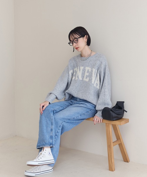 meilmada（メイルマダ）の「ジャガードロゴニット（ニット/セーター・レディース・グレー/レッド/ベージュ・FREE）」の9枚目の写真