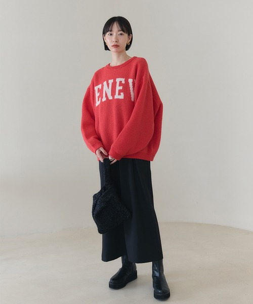 新品未使用 DECEMBERMAY ロゴニット 赤 レディース Mサイズ レディース ロゴ クルーネック ニット【日本製】通販 [2003-57304