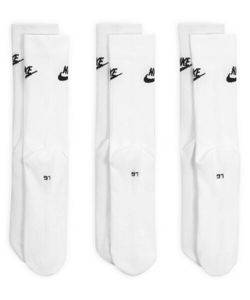 NIKE（ナイキ）の「ナイキ スポーツウェア エブリデイ エッセンシャル クルー ソックス (3足) / Nike Sportswear Everyday Essential Crew Socks (3 Pairs) DX5025-100 White（ソックス/靴下・メンズ・ホワイト・23-25/25-27/27-29/21-23）」の4枚目の写真