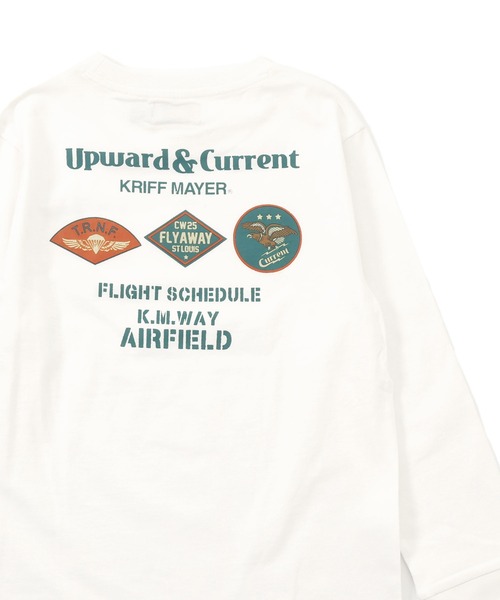 KRIFF MAYER Kid's Collection（クリフメイヤーキッズコレクション）の「【綿100％】楽LUCK-T（ミリタリー）（Tシャツ/カットソー・キッズ・チャコール/イエロー/ブルーグリーン/オフホワイト・160/150/170/140/130/120）」の2枚目の写真