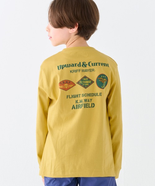 KRIFF MAYER Kid's Collection（クリフメイヤーキッズコレクション）の「【綿100％】楽LUCK-T（ミリタリー）（Tシャツ/カットソー・キッズ・チャコール/イエロー/ブルーグリーン/オフホワイト・160/150/170/140/130/120）」の4枚目の写真