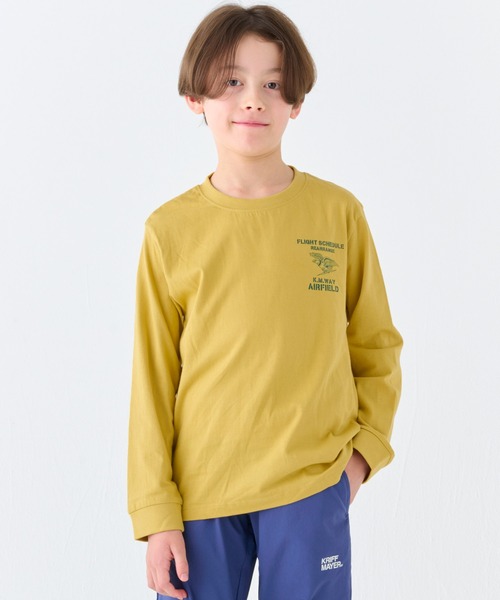KRIFF MAYER Kid's Collection（クリフメイヤーキッズコレクション）の「【綿100％】楽LUCK-T（ミリタリー）（Tシャツ/カットソー・キッズ・チャコール/イエロー/ブルーグリーン/オフホワイト・160/150/170/140/130/120）」の5枚目の写真