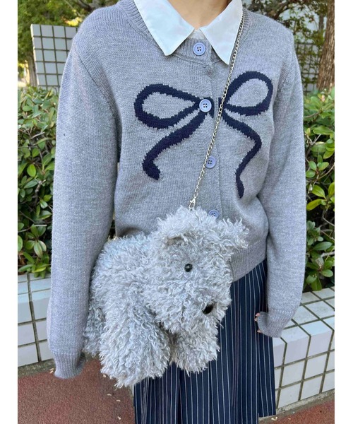 PHILLY（フィリー）の「【PHILLY】リボンジャガードカーディガン（カーディガン/ボレロ・レディース・グレー/ホワイト/ネイビー・FREE）」の16枚目の写真