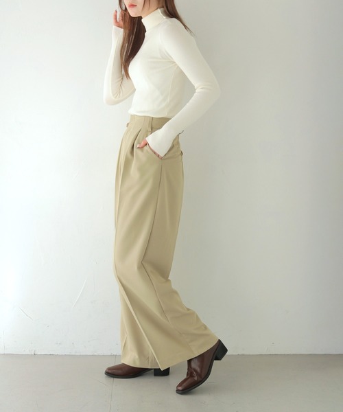 HER CLOSET（ハークローゼット）の「 【HER CLOSET】ベーシックリブタートルネックニット BASIC RIB TURTLENECK KNIT（ニット/セーター・レディース・ライトピンク/ブラック/アイボリー/チャコールグレー/グレー/オフホワイト/ライトグレー/ワインレッド/サックスブルー系/ブラウン/ラベンダー/ベージュ/ダークパープル・M）」の18枚目の写真