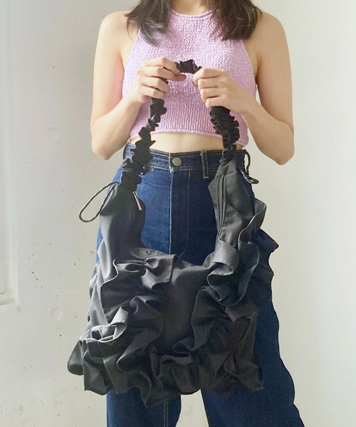 Casselini（キャセリーニ）の「Casselini(キャセリーニ)ボリュームフリルビッグショルダー（ショルダーバッグ・レディース・ブラック/シルバー/カーキ/ブルー・FREE）」の22枚目の写真