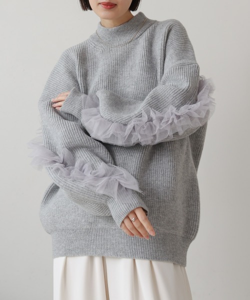 セール】アームチュールハイネックプルオーバー（ニット