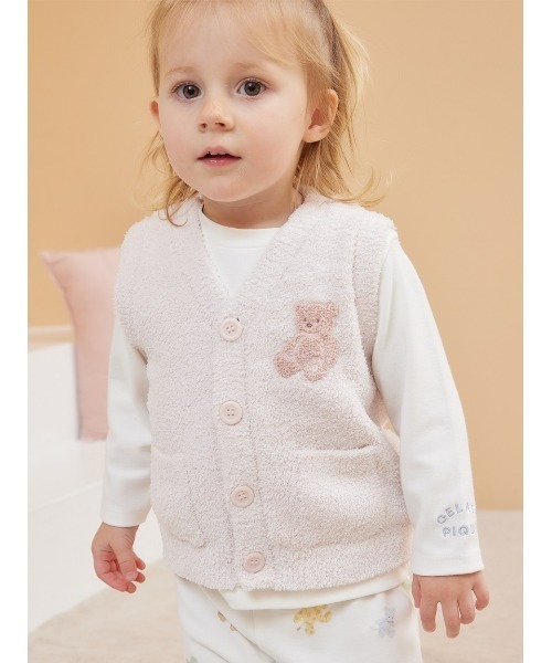 gelato pique(ジェラートピケ)の「【限定カラーあり】【BABY】パウダーベアベスト(その他ベビーウェア・キッズ・ピンク/ベージュ/ブルー・80/70)」の4枚目の写真