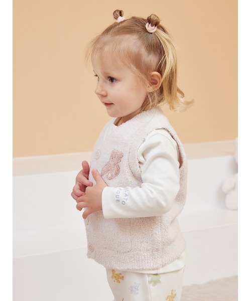 gelato pique(ジェラートピケ)の「【限定カラーあり】【BABY】パウダーベアベスト(その他ベビーウェア・キッズ・ピンク/ベージュ/ブルー・80/70)」の6枚目の写真