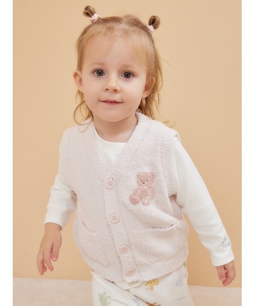 gelato pique(ジェラートピケ)の「【限定カラーあり】【BABY】パウダーベアベスト(その他ベビーウェア・キッズ・ピンク/ベージュ/ブルー・80/70)」の8枚目の写真
