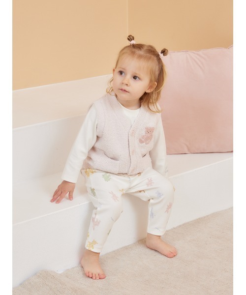 gelato pique(ジェラートピケ)の「【限定カラーあり】【BABY】パウダーベアベスト(その他ベビーウェア・キッズ・ピンク/ベージュ/ブルー・80/70)」の9枚目の写真