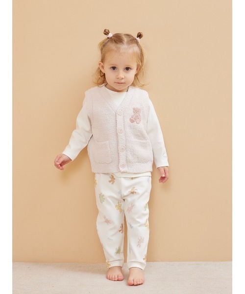 gelato pique(ジェラートピケ)の「【限定カラーあり】【BABY】パウダーベアベスト(その他ベビーウェア・キッズ・ピンク/ベージュ/ブルー・80/70)」の10枚目の写真