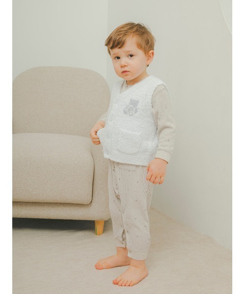 gelato pique(ジェラートピケ)の「【限定カラーあり】【BABY】パウダーベアベスト(その他ベビーウェア・キッズ・ピンク/ベージュ/ブルー・80/70)」の14枚目の写真