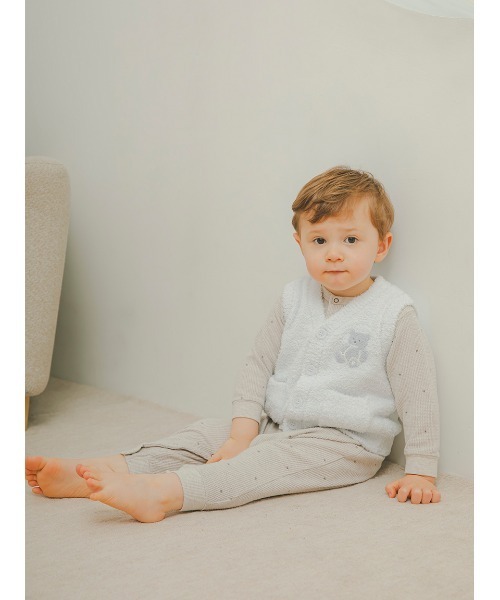 gelato pique(ジェラートピケ)の「【限定カラーあり】【BABY】パウダーベアベスト(その他ベビーウェア・キッズ・ピンク/ベージュ/ブルー・80/70)」の15枚目の写真