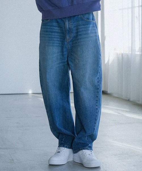 MDR（エムディアール）の「ヴィンテージ加工カーブシルエットデニムパンツ（デニムパンツ・メンズ・ブルー/ブラック・M/L）」の4枚目の写真