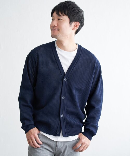 ikka(イッカ)の「【洗濯機で洗える】GOKU楽ニットカーデインナーセット(カーディガン/ボレロ・メンズ・ネイビー/ベージュ/グレー・M/L/XL/S)」の19枚目の写真