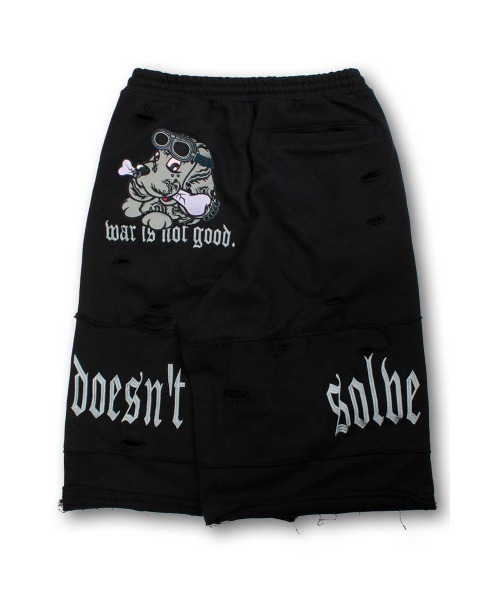 GALFY(ガルフィー)の「A'GEM/9 × .kom 『GALFY/ガルフィー』病みに染まりし反戦パンツ(スウェットパンツ・メンズ・チャコールグレー/ブラック/ホワイト・L)」の3枚目の写真