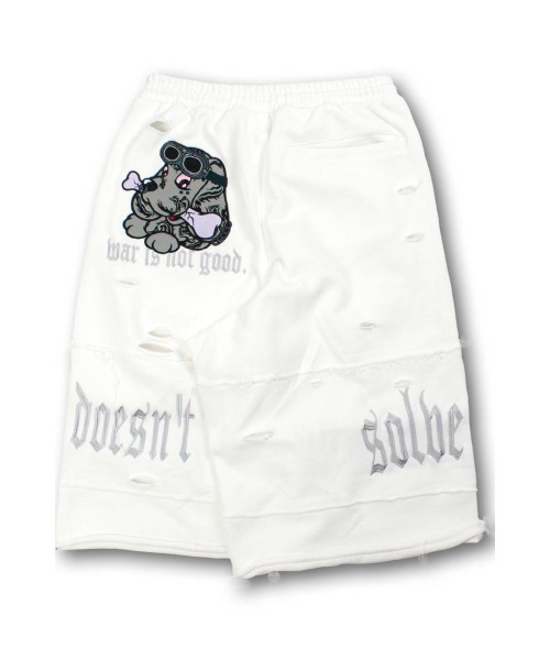 GALFY(ガルフィー)の「A'GEM/9 × .kom 『GALFY/ガルフィー』病みに染まりし反戦パンツ(スウェットパンツ・メンズ・チャコールグレー/ブラック/ホワイト・L)」の10枚目の写真