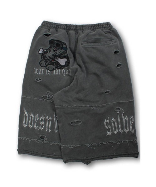 GALFY(ガルフィー)の「A'GEM/9 × .kom 『GALFY/ガルフィー』病みに染まりし反戦パンツ(スウェットパンツ・メンズ・チャコールグレー/ブラック/ホワイト・L)」の14枚目の写真