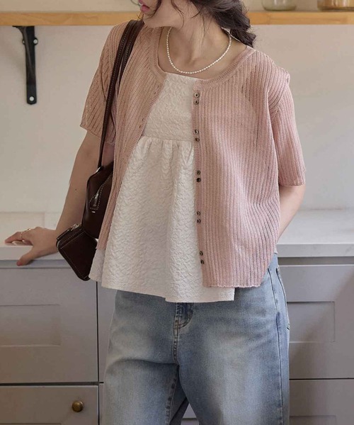 CHAN ME(チャンミ)の「シアーカーディガン(カーディガン/ボレロ・レディース・ベージュ/ブラック/ピンク・MEDIUM/X-LARGE/LARGE)」の3枚目の写真
