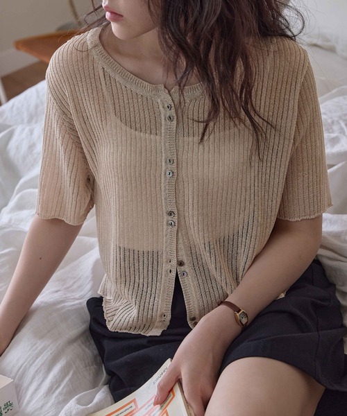 CHAN ME(チャンミ)の「シアーカーディガン(カーディガン/ボレロ・レディース・ベージュ/ブラック/ピンク・MEDIUM/X-LARGE/LARGE)」の11枚目の写真