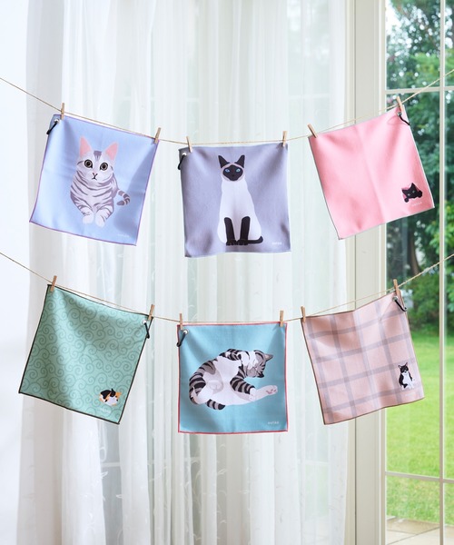 WEB限定】くっつきタオル '猫 ねこ にゃんこ”（ハンカチ/ハンドタオル