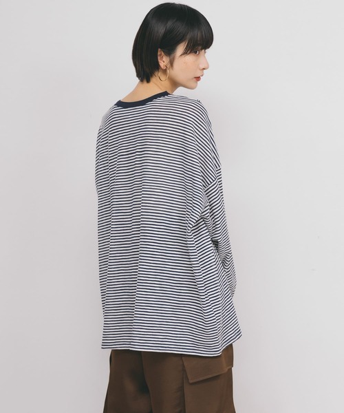 KBF(ケイビーエフ)の「シアーボーダールーズカットソー(Tシャツ/カットソー・レディース・パープル系その他/ブルー系その他/ピンク系その他/ホワイト系その他・ONE)」の2枚目の写真