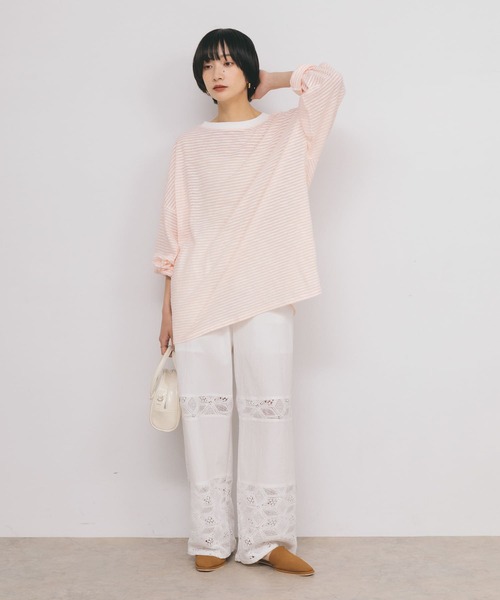 KBF(ケイビーエフ)の「シアーボーダールーズカットソー(Tシャツ/カットソー・レディース・パープル系その他/ブルー系その他/ピンク系その他/ホワイト系その他・ONE)」の4枚目の写真