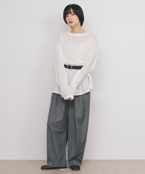 KBF(ケイビーエフ)の「シアーボーダールーズカットソー(Tシャツ/カットソー・レディース・パープル系その他/ブルー系その他/ピンク系その他/ホワイト系その他・ONE)」の5枚目の写真