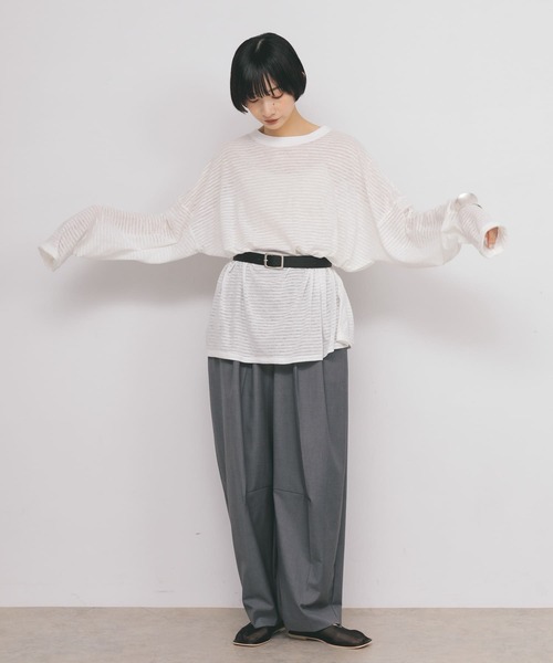 KBF(ケイビーエフ)の「シアーボーダールーズカットソー(Tシャツ/カットソー・レディース・パープル系その他/ブルー系その他/ピンク系その他/ホワイト系その他・ONE)」の6枚目の写真