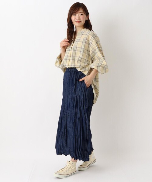 one'sterrace(ワンズテラス)の「チェック ギャザーシャツ(チュニック・レディース・グリーン系その他6/イエロー系8・02)」の10枚目の写真